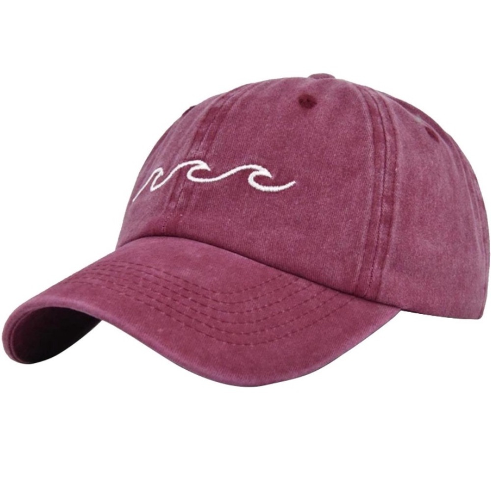 Marron Denim Retro Fadded Ocean Wave Logo Dad Hat - Picture 2 of 10